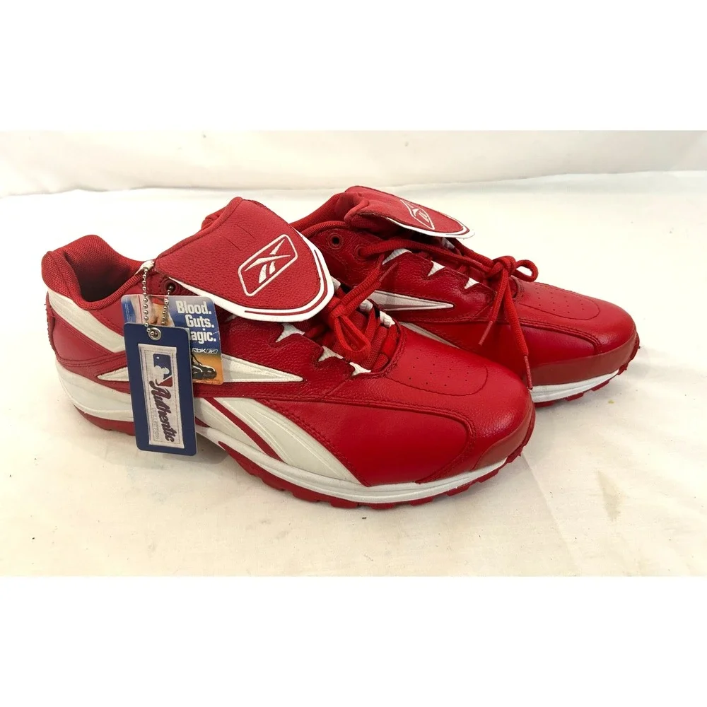 Reebok Mens MLB Authentic Baseball Leather Turf Shoes Red White Sz 12